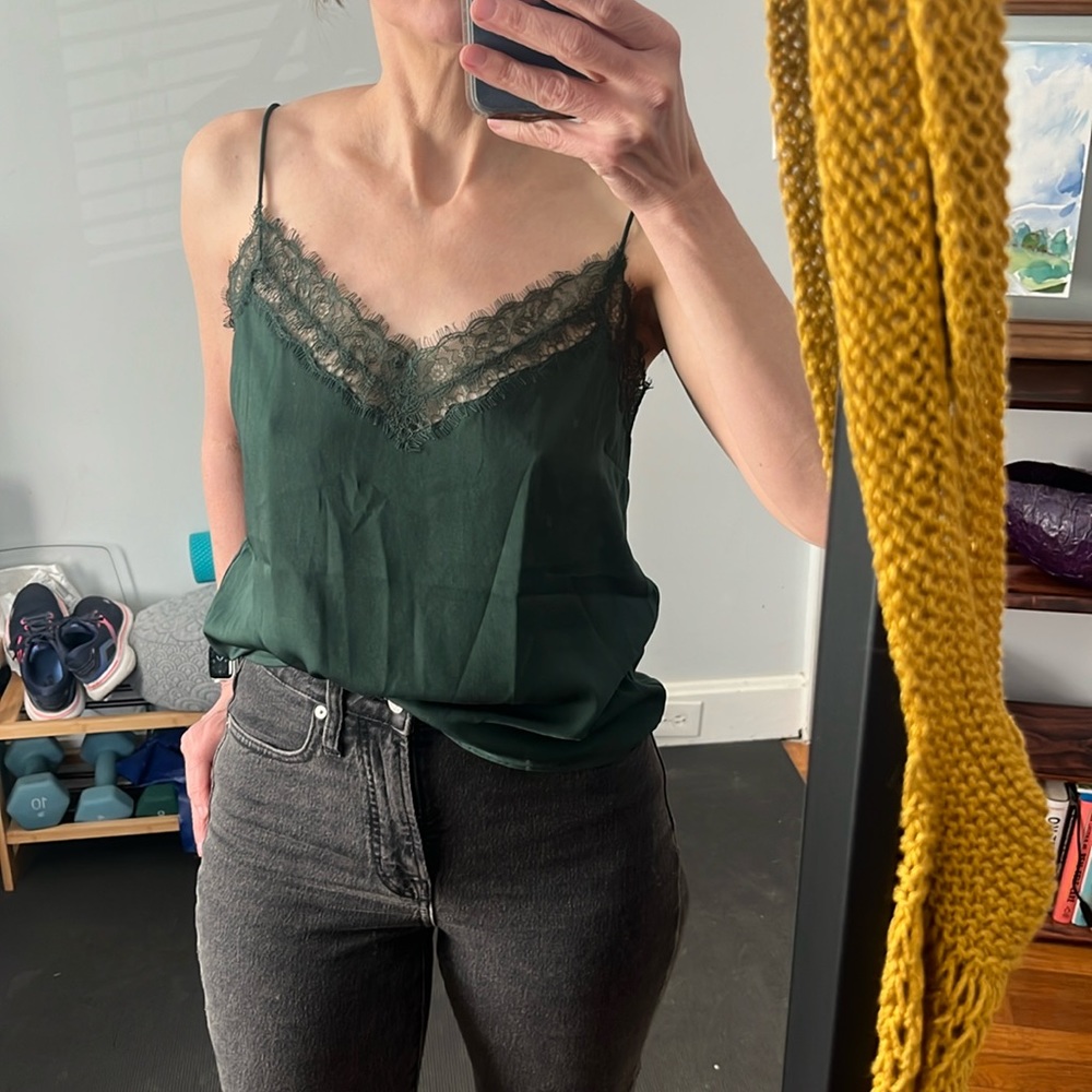 forest green lace cami